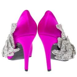 Pre Owned Balenciaga Pink Satin Crystal Embellished Pumps Size 39