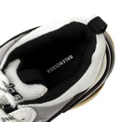 Pre Owned حذاء رياضى بالنسياغا نعل سميك أس تريبل شبك وجلد أسود / أبيض مقاس 42