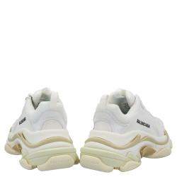 مملوكة مسبقًا Balenciaga White Faux Leather Triple S Sneakers Size EU 39