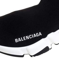 مملوكة مسبقًا Balenciaga Black Knit Speed Clear Sole Sneakers Size 35