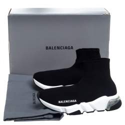 مملوكة مسبقًا Balenciaga Black Knit Speed Clear Sole Sneakers Size 35