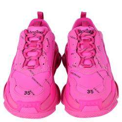 Pre Owned حذاء رياضي بالنسياغا تريبل أس "أول أوفر لوغو" وردي مقاس 35