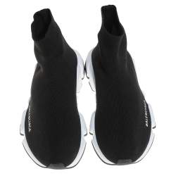 Pre Owned Balenciaga Black Knit Fabric Speed Sneaker Size EU 37