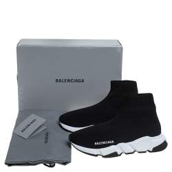 Pre Owned Balenciaga Black Knit Fabric Speed Sneaker Size EU 37
