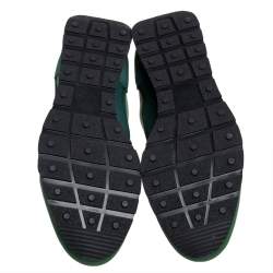 Pre Owned Balenciaga Black/Green Mesh And Leather Race Runner Low Top Sneakers Size 39