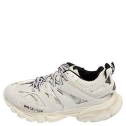 Pre Owned حذاء رياضي بالنسياغا منخفض من أعلى جلد و شبكة أبيض مقاس 39