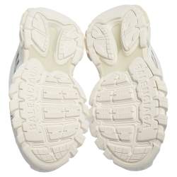 Pre Owned حذاء رياضي بالنسياغا منخفض من أعلى جلد و شبكة أبيض مقاس 39