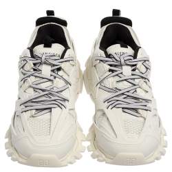 Pre Owned حذاء رياضي بالنسياغا منخفض من أعلى جلد و شبكة أبيض مقاس 39