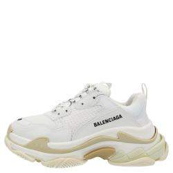 مملوكة مسبقًا Balenciaga White Faux Leather Triple S Sneakers Size EU 39
