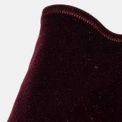 Pre Owned Balenciaga Burgundy Velvet And Patent Leather Knife Mid Calf Boots Size 39