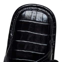 Pre Owned Balenciaga Black Croc Embosses Slide Sandlas Size 39