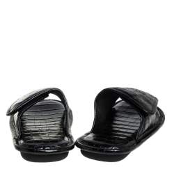 Pre Owned Balenciaga Black Croc Embosses Slide Sandlas Size 39