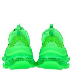 Pre Owned Balenciaga Women Bright Green Leather And Mesh Triple S Sneakers Size EU 39