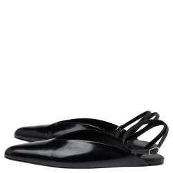 Pre Owned Balenciaga Black Leather Flat Ankle Strap Mules Size 38