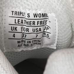 مملوكة مسبقًا حذاء رياضي بالنسياغا عنق منخفض تريبل أس جلد وشبك أبيض مقاس 37