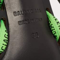 Balenciaga Neon Green Woven Fabric Lace-Up Sandals Size 36