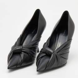 Pre Owned Balenciaga Black Leather Drapy Pointed Toe Pumps Size 38.5