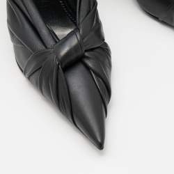 Pre Owned Balenciaga Black Leather Drapy Pointed Toe Pumps Size 38.5