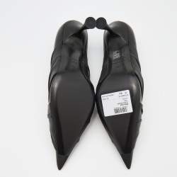 Pre Owned Balenciaga Black Leather Drapy Pointed Toe Pumps Size 38.5