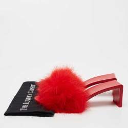 مملوكة مسبقًا Balenciaga Red Feather Slide Sandals Size 39
