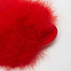 مملوكة مسبقًا Balenciaga Red Feather Slide Sandals Size 39