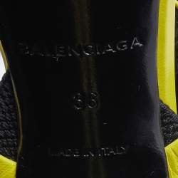 Balenciaga Yellow/Black Leather and Elastic Strappy Sandals Size 36