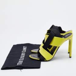 Balenciaga Yellow/Black Leather and Elastic Strappy Sandals Size 36
