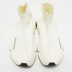 Pre Owned Balenciaga Cream Knit Fabric Speed Trainer Sneakers Size 38