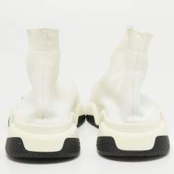 Pre Owned Balenciaga Cream Knit Fabric Speed Trainer Sneakers Size 38
