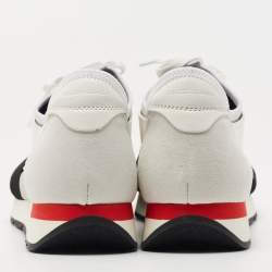 Pre Owned Balenciaga White/Grey Leather and Mesh Race Runner Sneakers Size 44