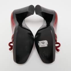 Pre Owned Balenciaga Red Patent Leather Loafer Pumps Size 37