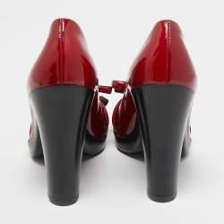 Pre Owned Balenciaga Red Patent Leather Loafer Pumps Size 37