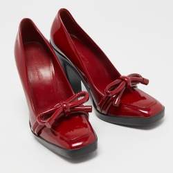 Pre Owned Balenciaga Red Patent Leather Loafer Pumps Size 37