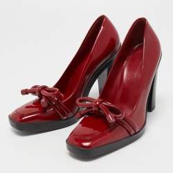 Pre Owned Balenciaga Red Patent Leather Loafer Pumps Size 37