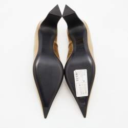 Pre Owned Balenciaga Metallic Gold Leather Blade Pointed Toe Pumps Size 36
