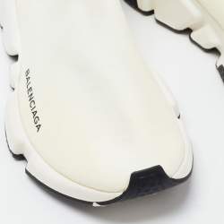 Pre Owned Balenciaga Off White Knit Fabric Speed Trainer Sneakers Size 39