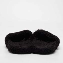 Pre Owned Balenciaga Black Fur Slide Flats Size 39