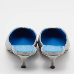 مملوكة مسبقًا Balenciaga Silver Glitter Knife Pointed Toe Mules Size 39