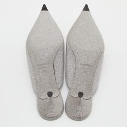 مملوكة مسبقًا Balenciaga Silver Glitter Knife Pointed Toe Mules Size 39
