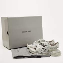 Pre Owned Balenciaga Grey Rubber and Leather Track Sandals Size 36
