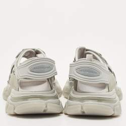 Pre Owned Balenciaga Grey Rubber and Leather Track Sandals Size 36