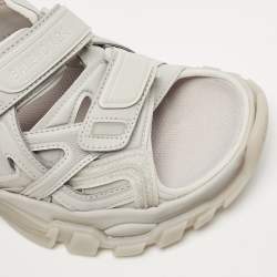 Pre Owned Balenciaga Grey Rubber and Leather Track Sandals Size 36