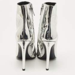 Balenciaga Silver Leather Ankle Booties Size 39