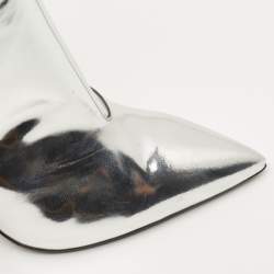 Balenciaga Silver Leather Ankle Booties Size 39