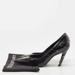 Pre Owned Balenciaga Black Leather Talon Slash Pumps Size 38