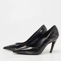 Pre Owned Balenciaga Black Leather Talon Slash Pumps Size 38