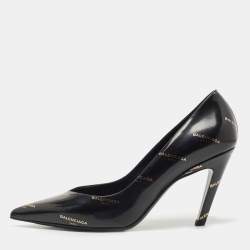 Pre Owned Balenciaga Black Leather Talon Slash Pumps Size 38