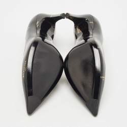 Pre Owned Balenciaga Black Leather Talon Slash Pumps Size 38