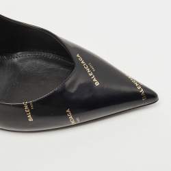 Pre Owned Balenciaga Black Leather Talon Slash Pumps Size 38