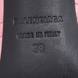 Pre Owned Balenciaga Pink Leather Le Cagole Knee Length Boots Size 38